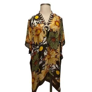 ComfyLuxe  One Size Fall Sunflower‎ Print Duster